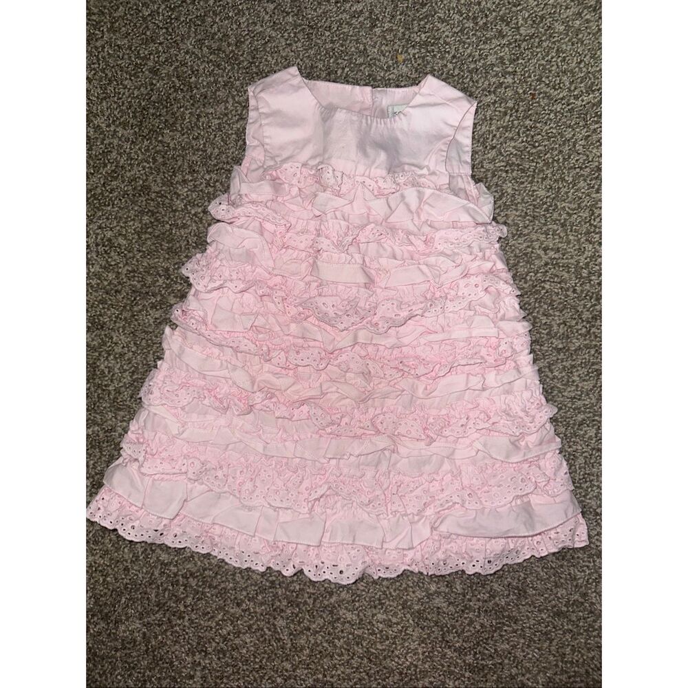 Vintage 2010 Savannah Pink Ruffle Eyelet Dress Baby Girl 18M Boutique